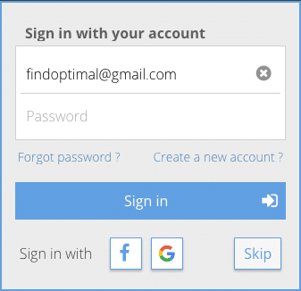 Mobile Hotel Search: Login Window
