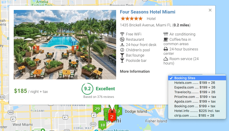 Compare Hotel Prices in the Map View